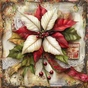 Christmas Poinsettia, DCO-102225, Sign For Wreath, 10x10in Metal Sign